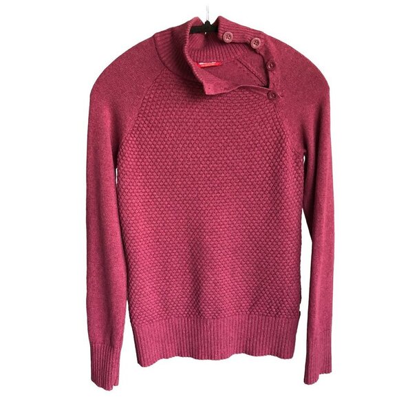 THE NORTH FACE Sweater 4 Button Turtleneck Cotton Wool Blend Plum Women's XS - Picture 2 of 16